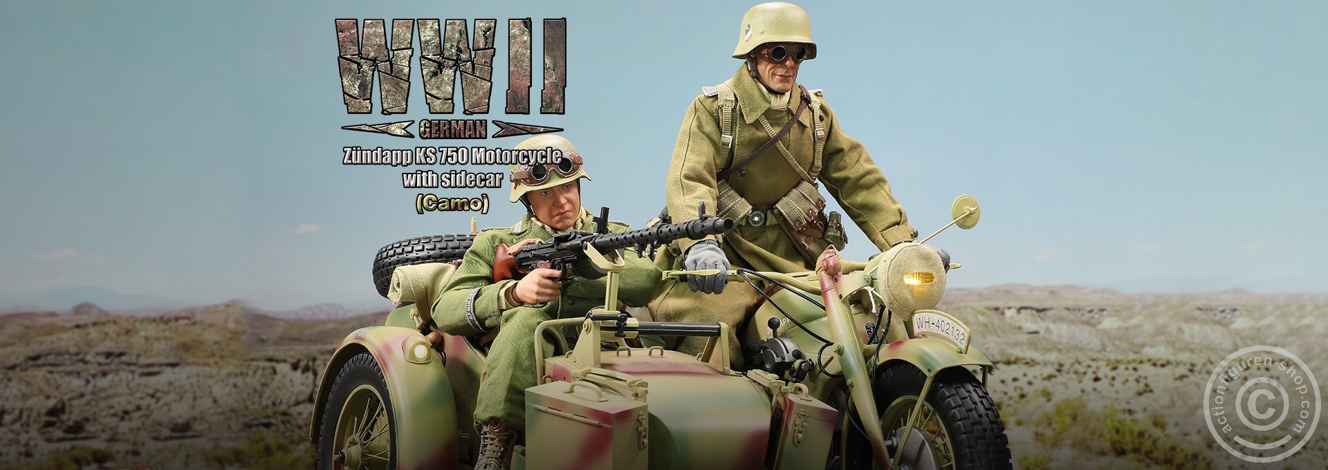 German Zündapp KS 750 Motorcycle with sidecar (Camo) - in 1/6 scale