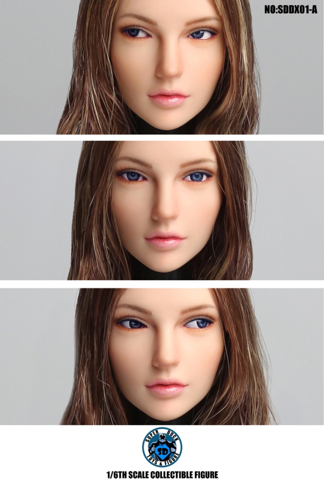 Kopf - bewegliche Augen - braune lange Haare