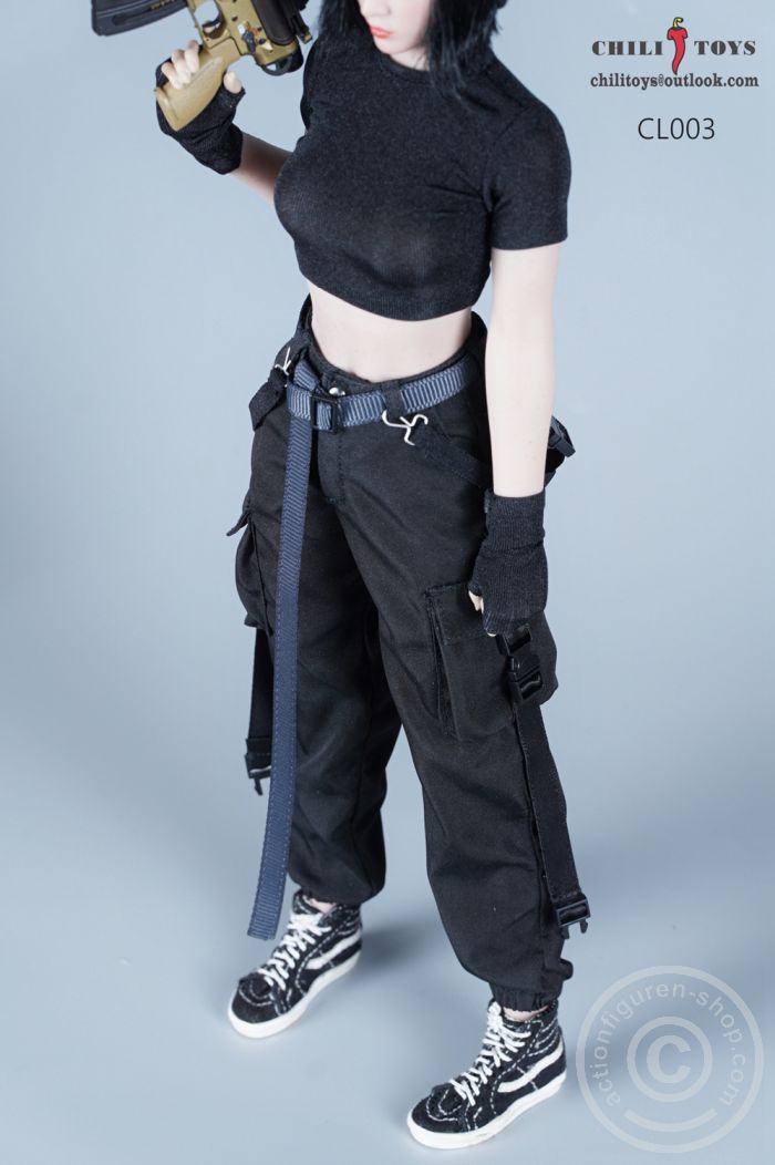 Casual Female Cargo Pants Set - B