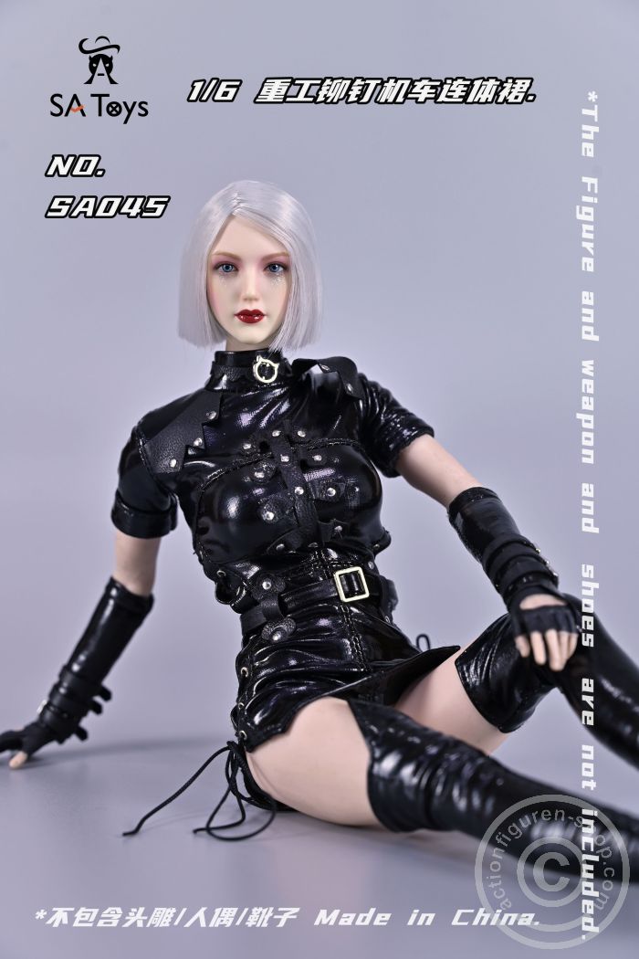 SATSA045-02 Female Sexy Ghotic Skinny Leather One Piece Set