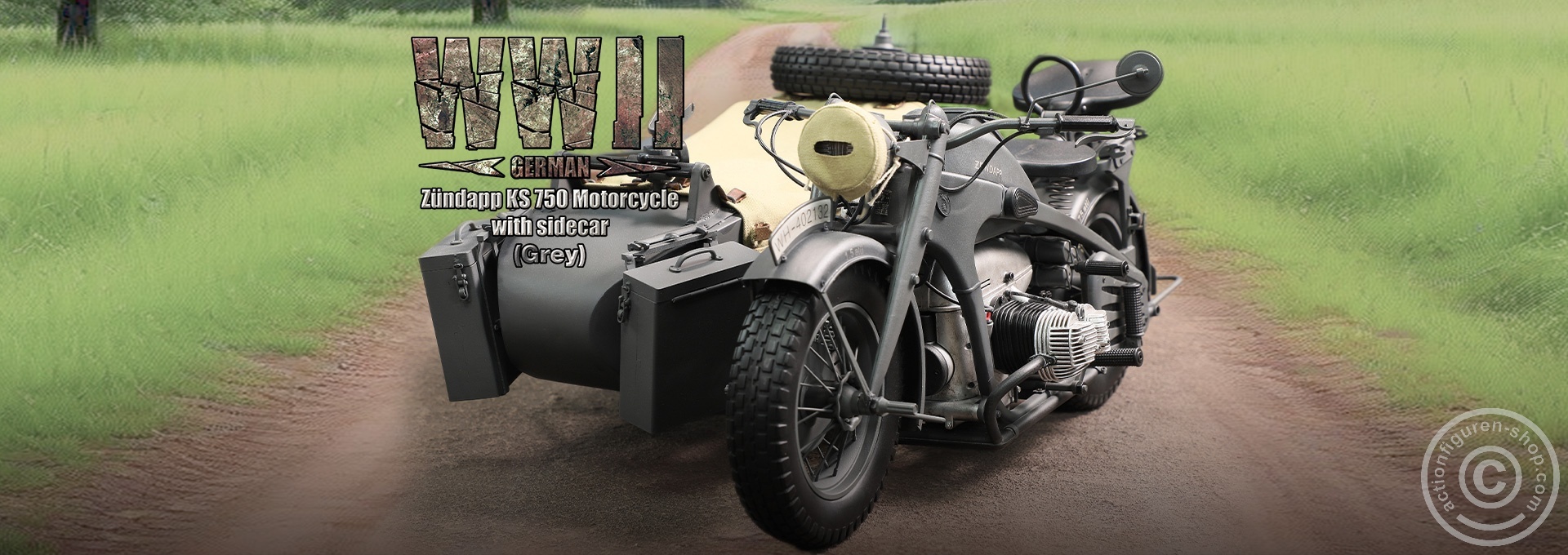 German Zündapp KS 750 Motorcycle with sidecar (Grey) - in 1/6 scale