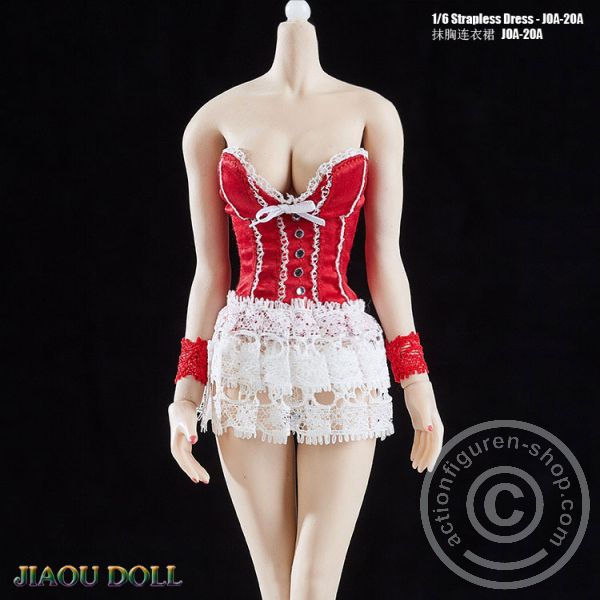 Strapless Lace Dress - red/white