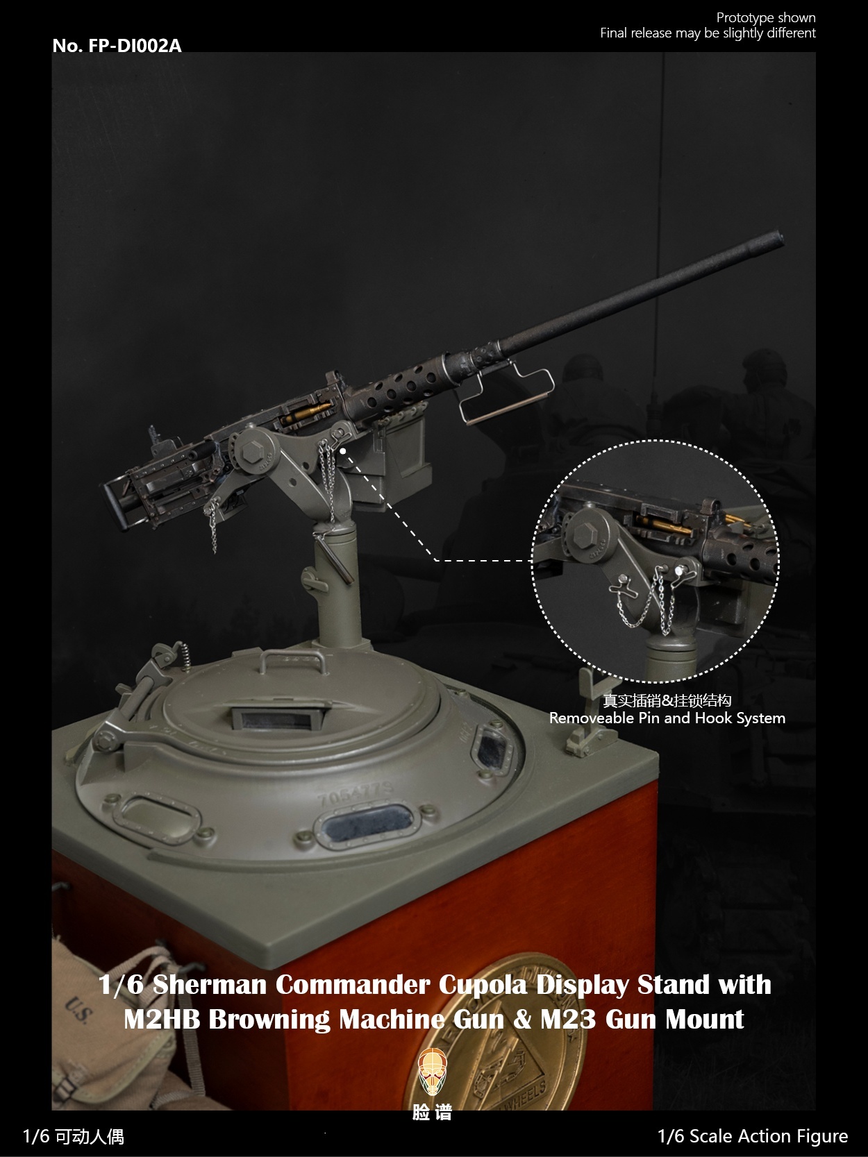 Sherman Cupola Stand w/ Machine Gun & Mount & Ammo Box – fully finished Product – in 1/6 scale Sherman Cupola Stand w/ Machine Gun & Mount & Ammo Box – fully finished Product – in 1/6 scale