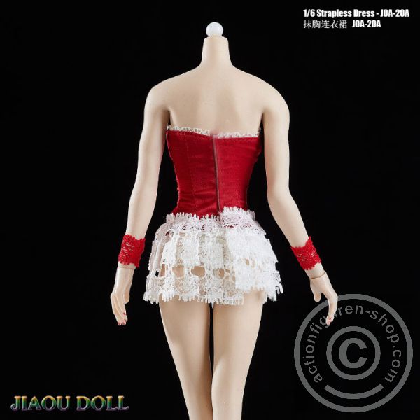 Strapless Lace Dress - red/white