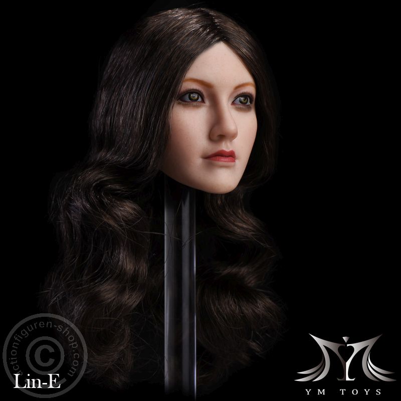 Asian Female Head - long dark-brown Hair