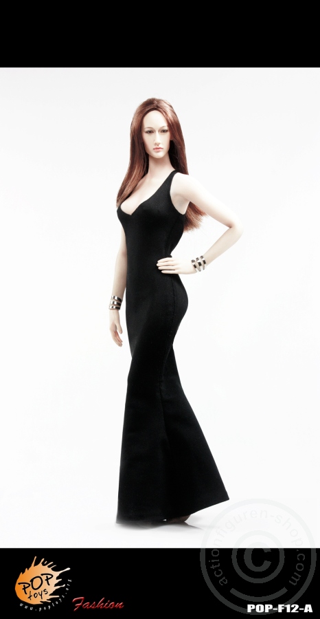 Abendkleid - low-cut sling - schwarz