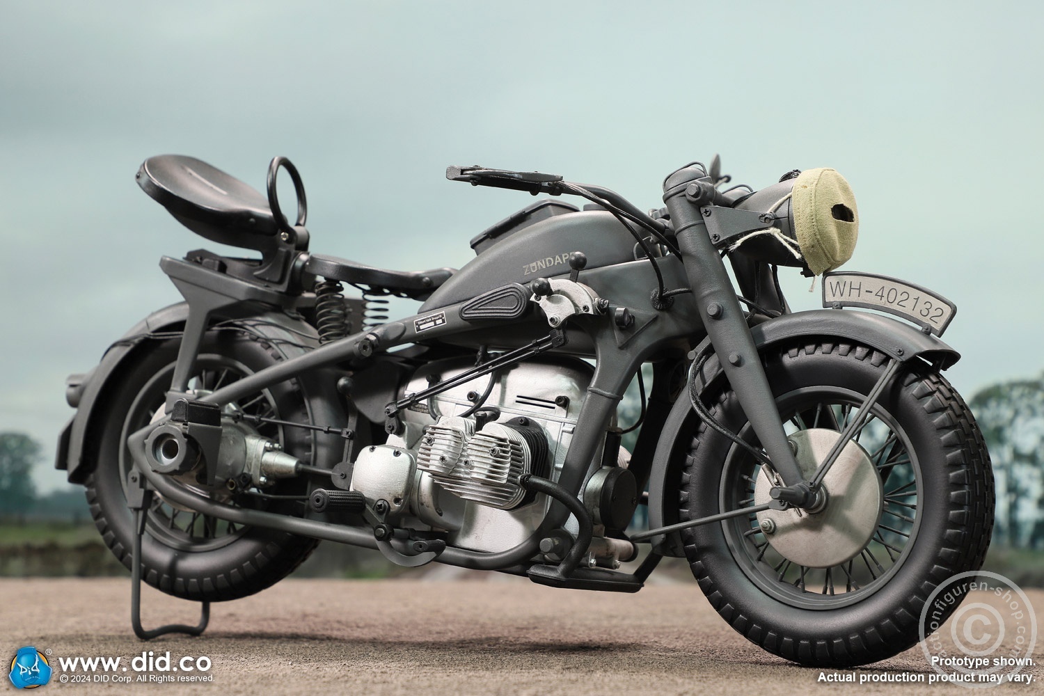 German Zündapp KS 750 Motorcycle with sidecar (Grey) - in 1/6 scale