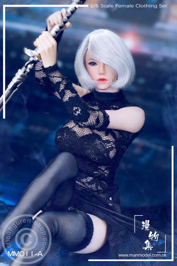 MaM11A-03 MISS Lace Cheongsam Set - schwarz
