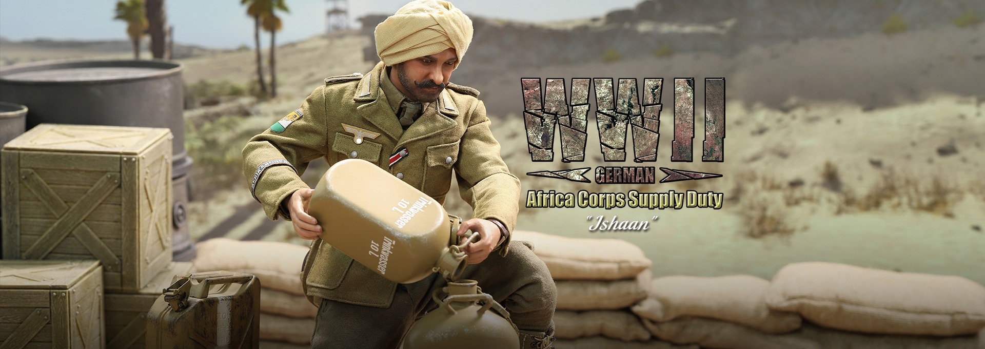 Ishaan & Panzer Commander - Stauffenberg - WWII German Africa Corps Supply Duty - in 1/6 scale Ishaan & Panzer Commander - Stauffenberg - WWII German Africa Corps Supply Duty - in 1/6 scale