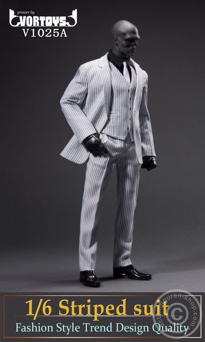 Men Striped Suit Set - white/grey