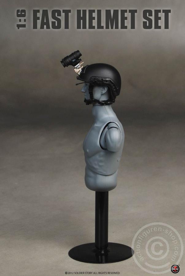 SSt058-3-08 FAST Helmet, High Cut (XP) Helmet w/ Skeleton shroud - Black