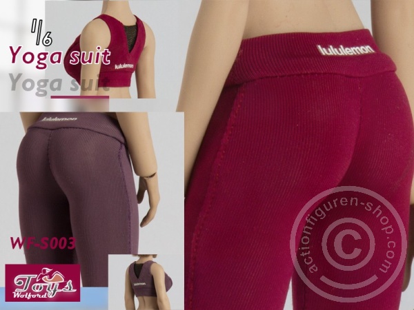 Contrast Yoga Suit Set - Deep Red