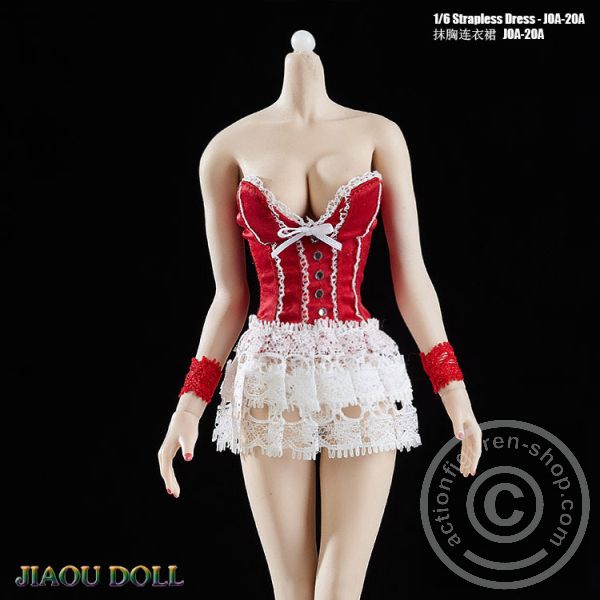 Strapless Lace Dress - red/white