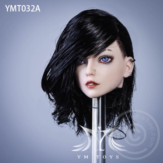 Head - black Hair - w/ Piercings