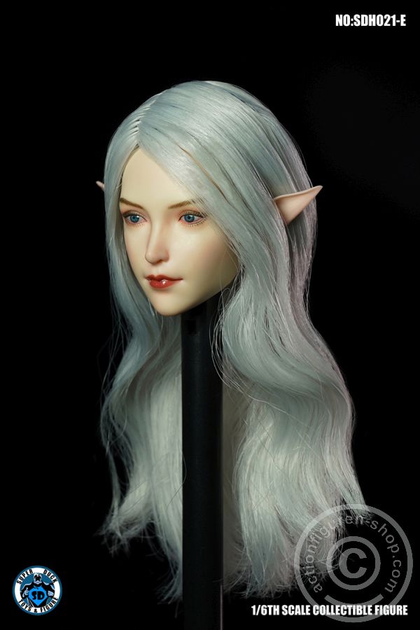 Female Head w/ detachable Elf-Ears - white long Hair