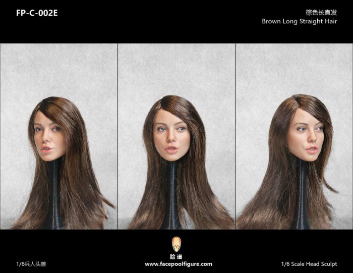 Kopf - weiblich - weiß - brown long straight Hair