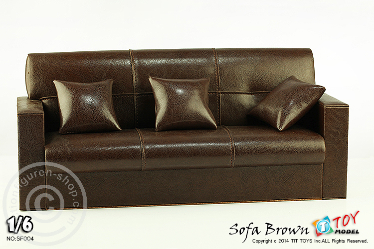 TITSF004-02 3er Sofa - braun - für 1:6 Figuren