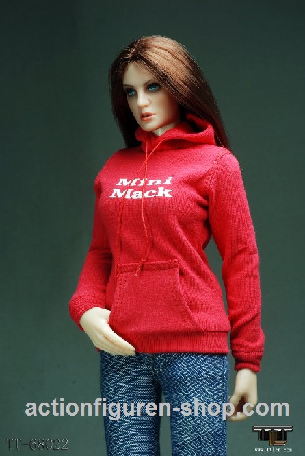 Red Female Hoodie mit Hose & Schuhen