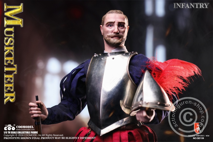 Spanish Conquiastador - Musketeer - (Nickel Silver Edition) - Series Of Empires - in 1/6 scale Spanish Conquiastador - Musketeer - (Nickel Silver Edition) - Series Of Empires - in 1/6 scale