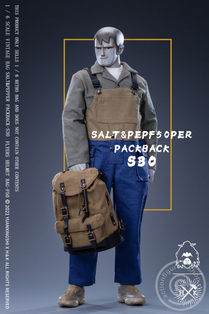 Vintage Bag - Salt & Pepper Packback-S30 - Brownish Green Oil Wax Cloth