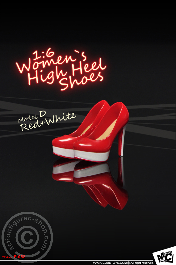 Woman High Heels Shoes - rot/weiß
