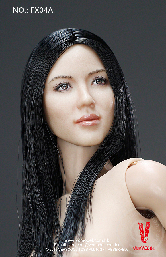 VCFX04A-05wApfcvSTaqJAA Female Body with Head - schwarze glatte Haare