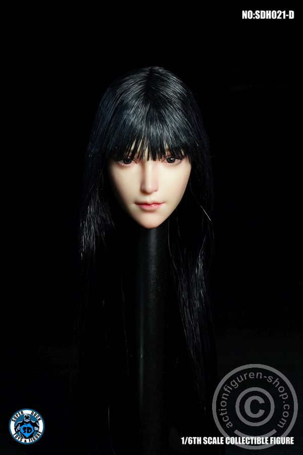 Female Head w/ detachable Elf-Ears - black long Hair