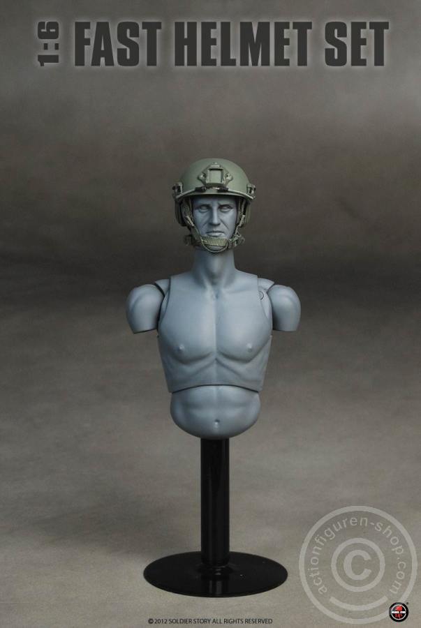 FAST Helmet, High Cut (XP) Helmet w/ Skeleton shroud - Foliage Green