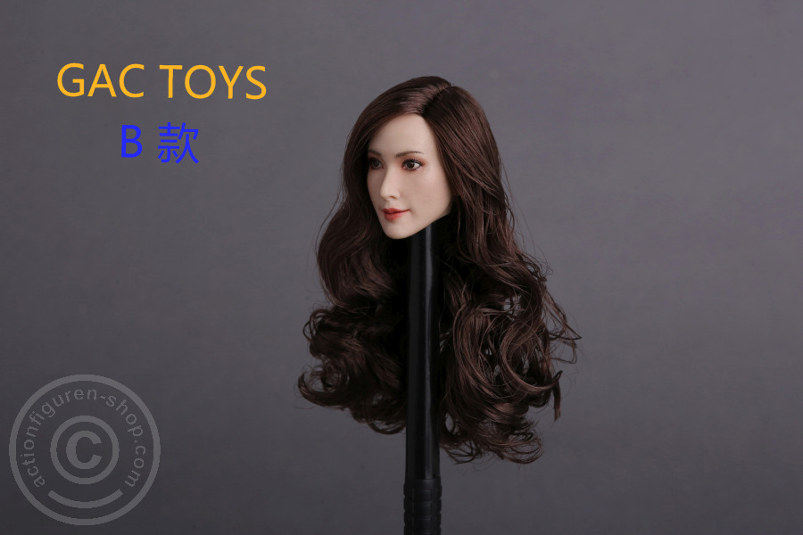 Female Head - brown long curly Hair