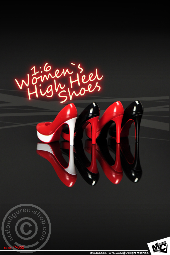 Woman High Heels Shoes - rot/weiß