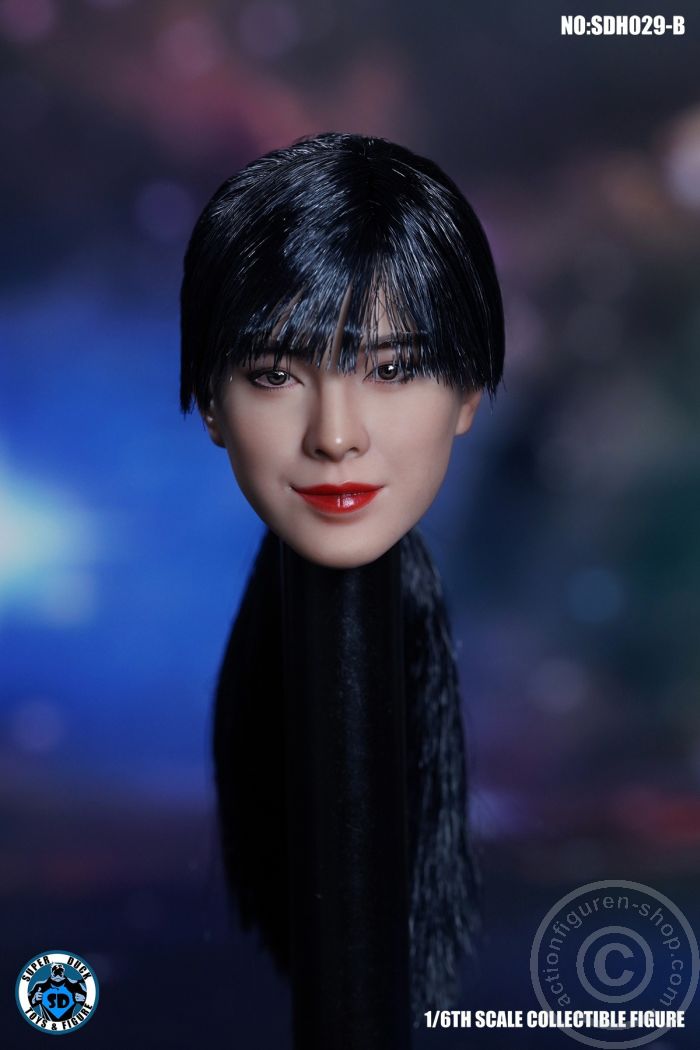 Female Head - long black Braid Hair