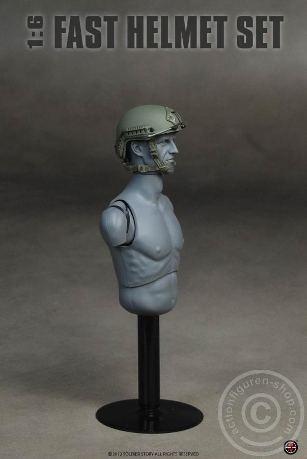 FAST Helmet, High Cut (XP) Helmet w/ Skeleton shroud - Foliage Green