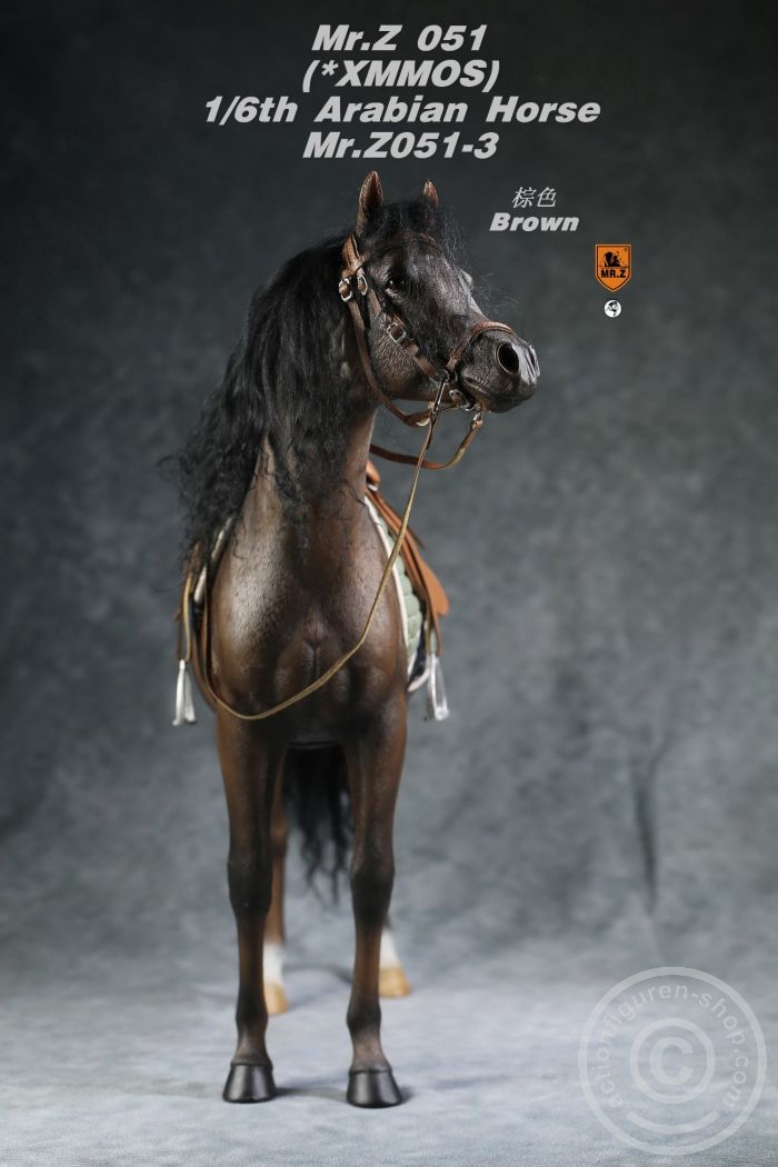 MRZ051-03-06 Arabian Horse w/ full European Harness - dark-brown