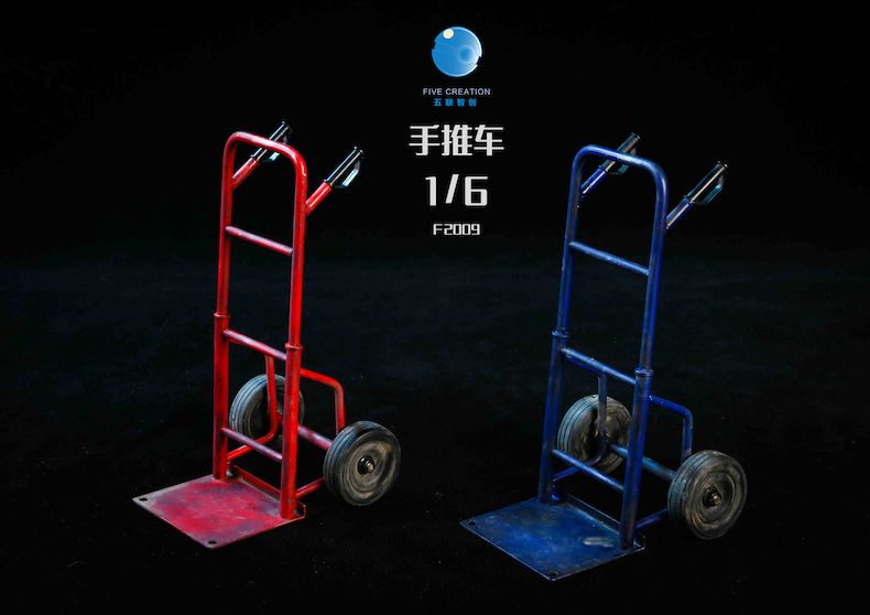 Hand Truck with 3 blue Gas Bottles