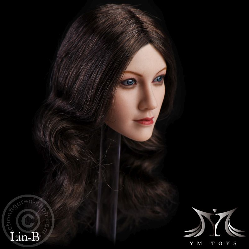 Asian Female Head - long dark-brown Hair