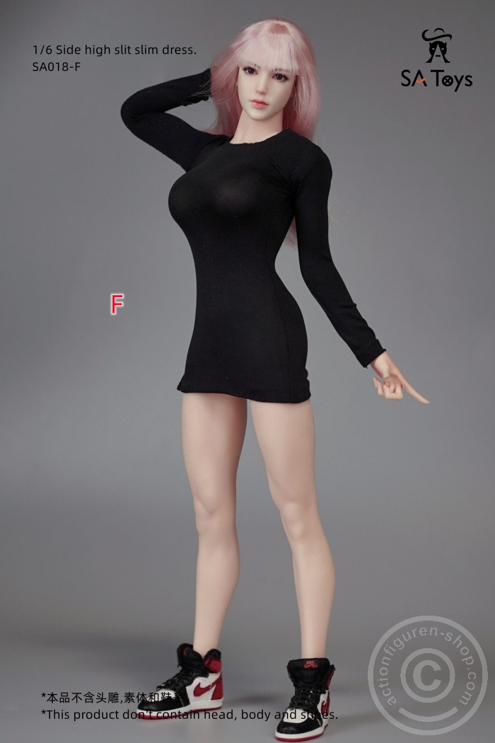 SATSA018F-01 Side Zipper Tight Dress - black