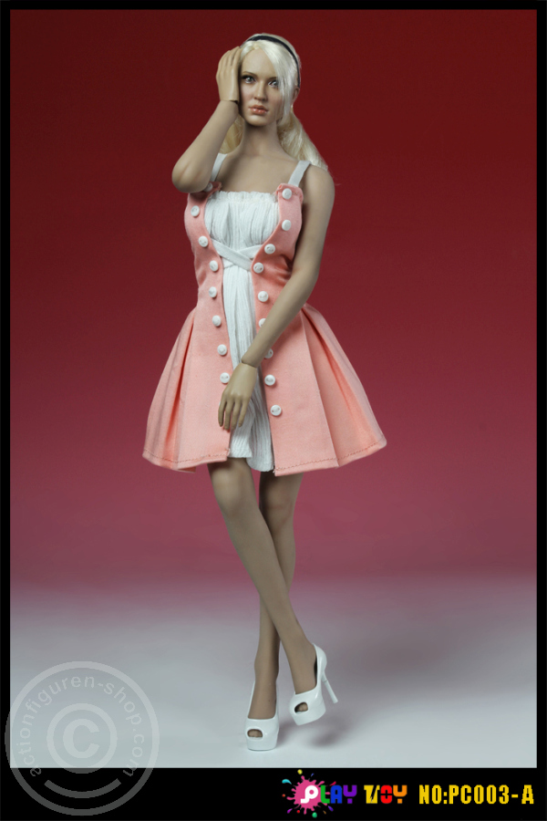 pt-pc003a-032EBD63z11Dkkr Kleid mit High Heels - pink/weiß