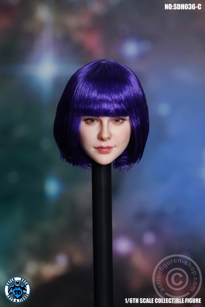 Female Head - Chloe - short purple Hair