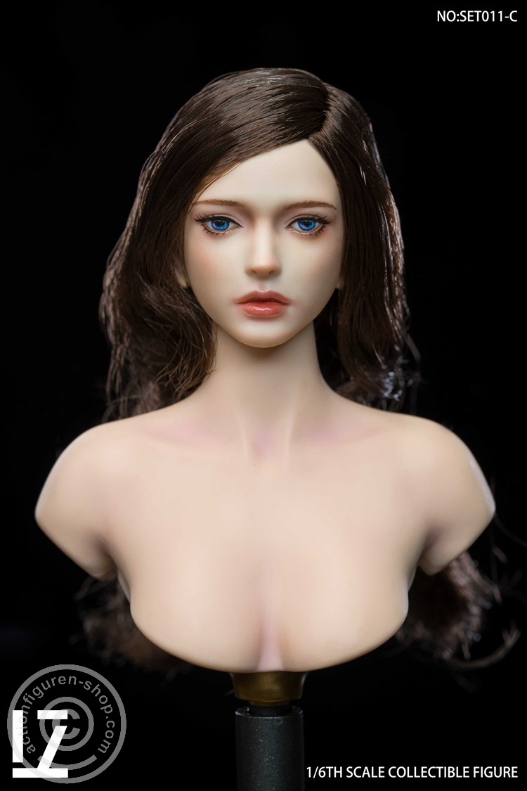 Female Character Head Sculpt - long brown hair