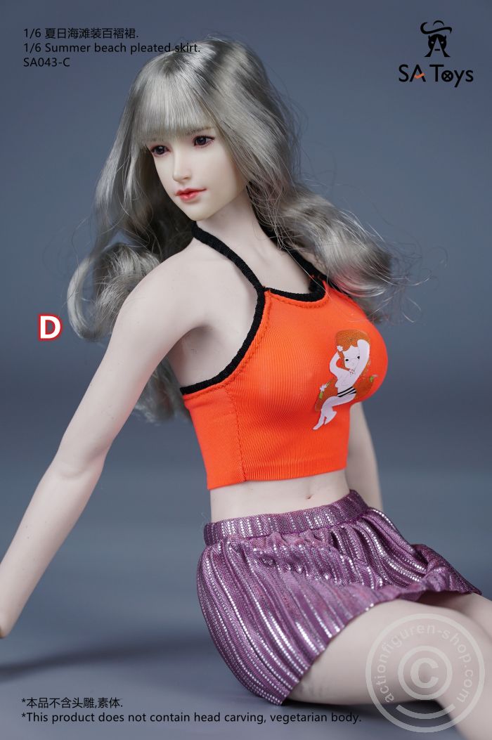 SATSA043D-03 Summer Beach Top & Pleated Skirt - D