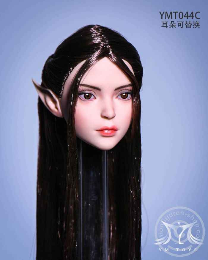 Elf 2.0 Head - dark-brown Hair - 2 pairs of ears