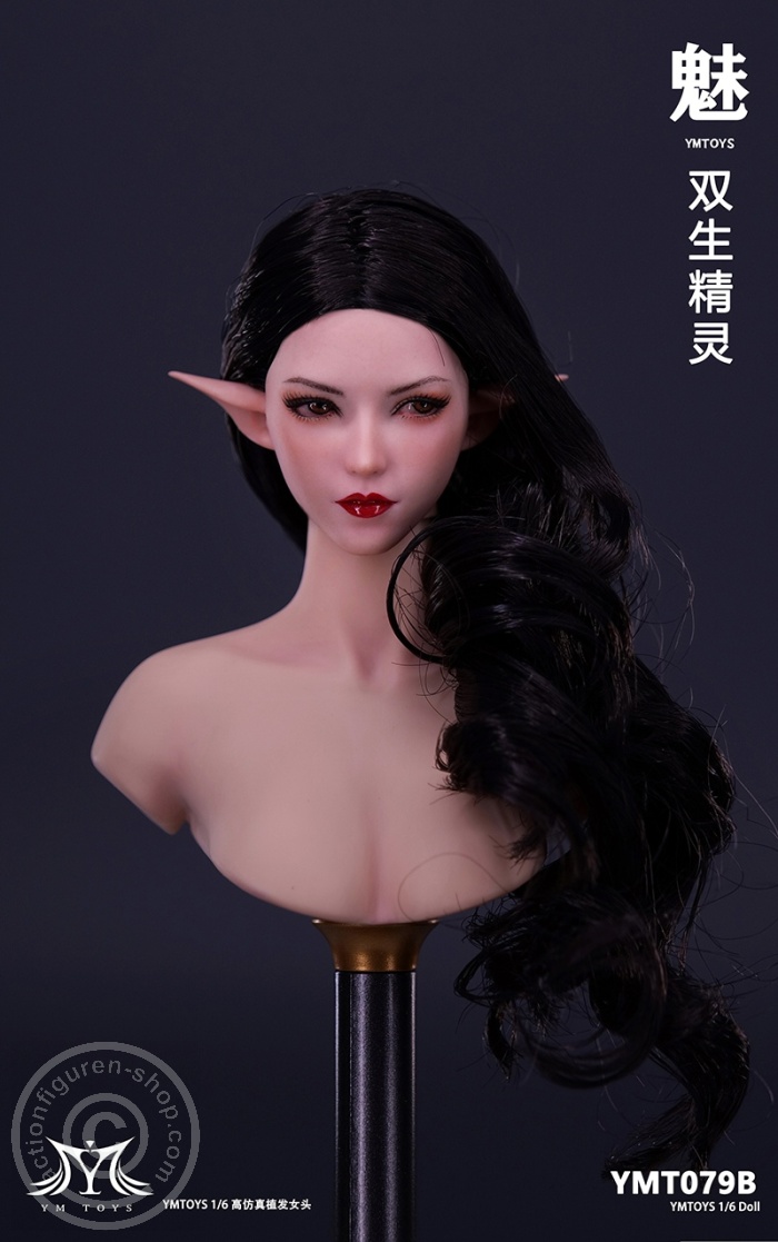 Elf Girl - Head - long black Hair