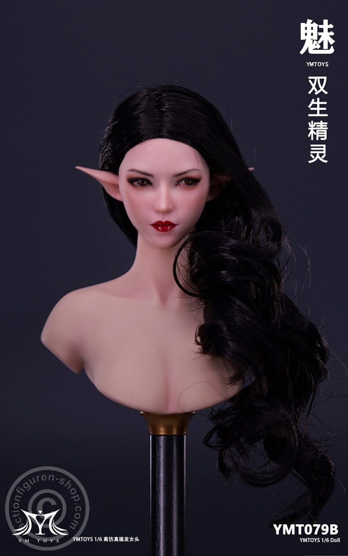 Elf Girl - Head - long black Hair Elf Girl - Head - long black Hair