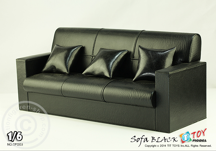 3er Sofa - schwarz - für 1:6 Figuren