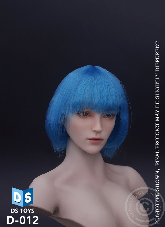 Female Head - short - blue Hair