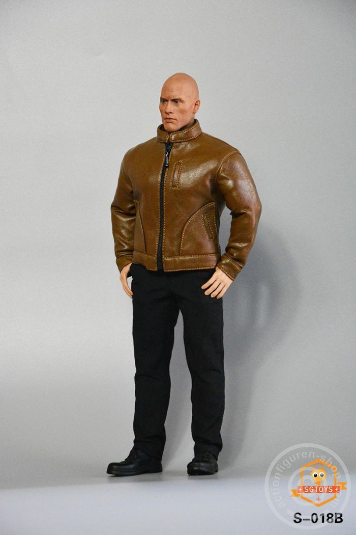 Strong Body Cloth & Leather Jacket Set - Brown