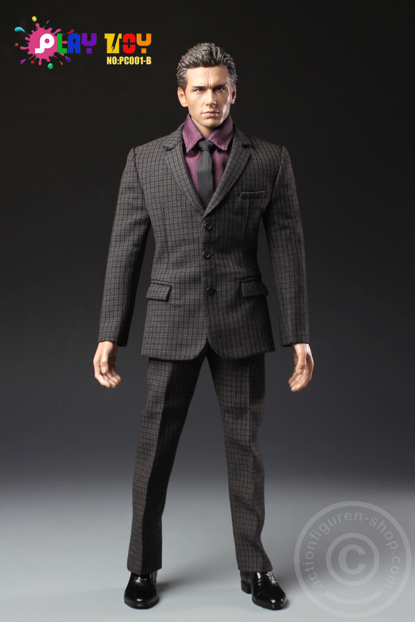 Men Suit - Dark brown / black checkerd