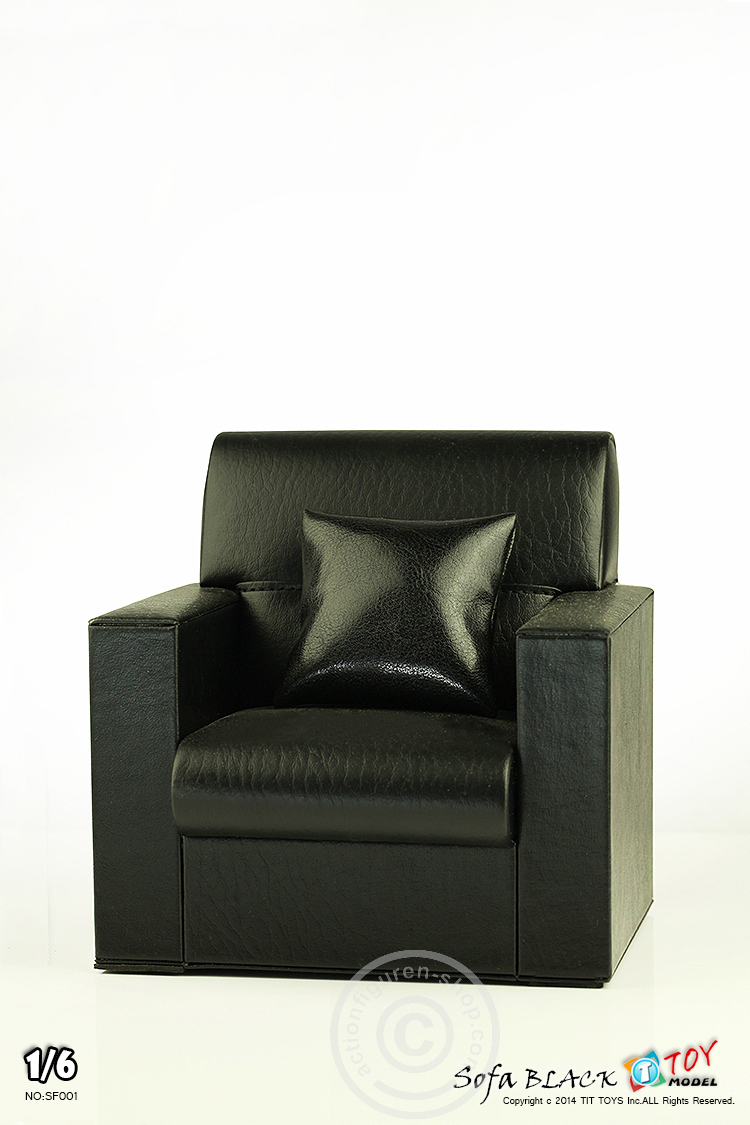 Sessel mit Tisch - schwarz - für 1:6 Figuren