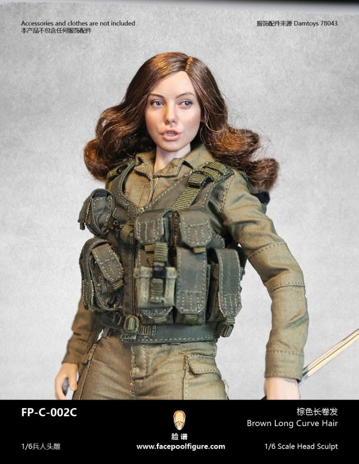 Kopf - weiblich - weiß - brown long Curve Hair