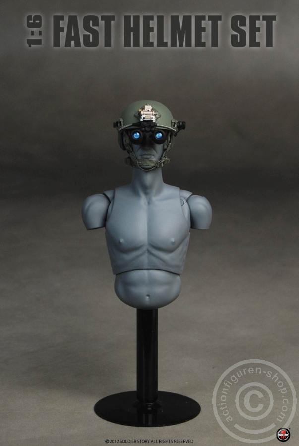 FAST Helmet, High Cut (XP) Helmet w/ Skeleton shroud - Foliage Green